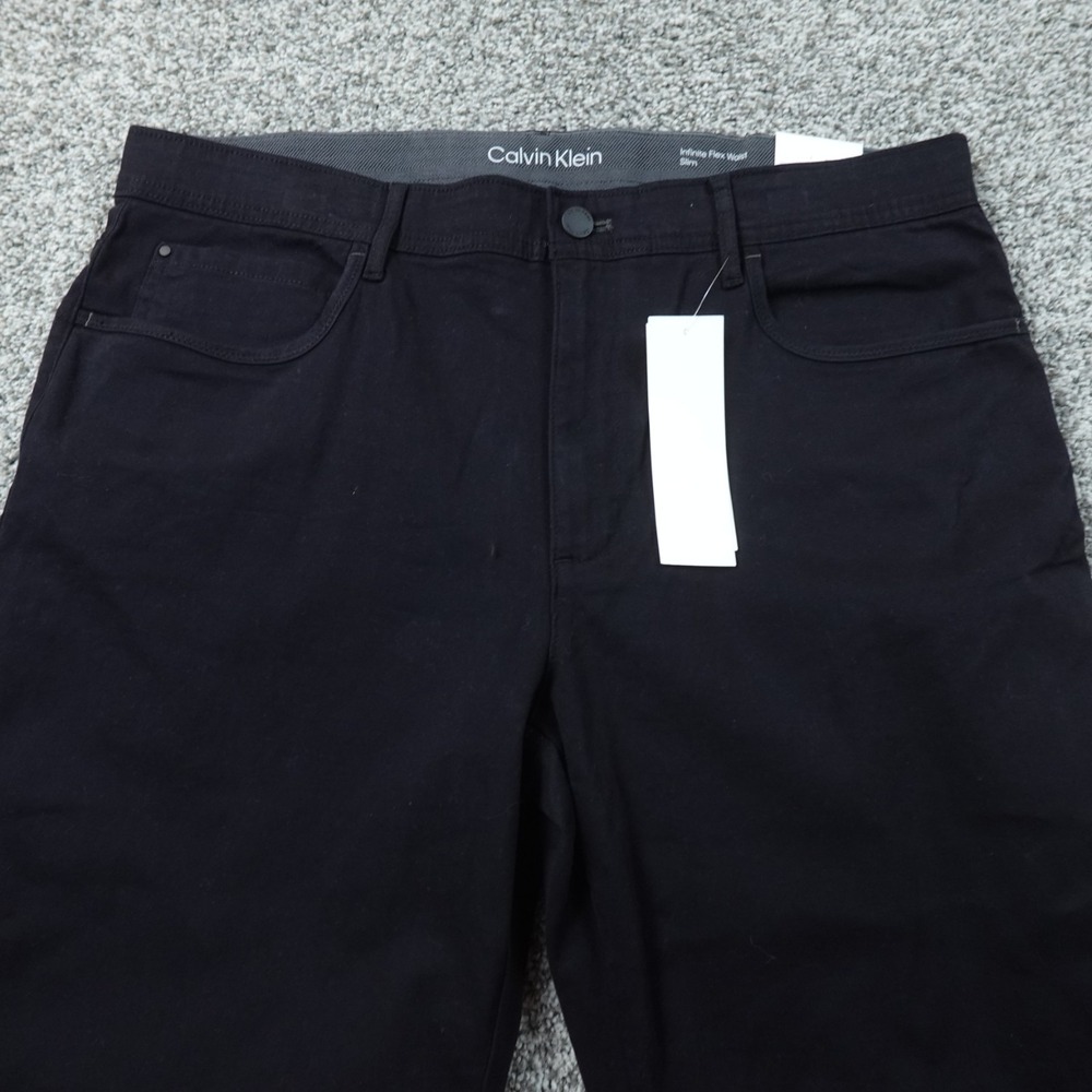 NEW Calvin Klein Pants Mens 36X32 Black Chino Jeans Slim Fit Infinite Flex Waist
